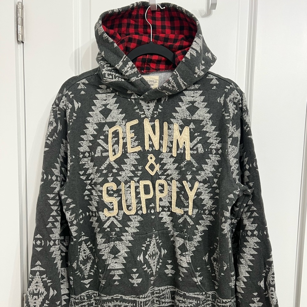Denim & Supply Ralph Lauren Southwestern Aztec Pullover Hoodie Size Medium